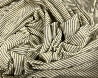 Viscose spandex stretch single jersey fabric, per metre - pinstripe - sage green