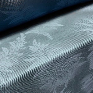 Fine Ottoman rib Stretch spandex jersey fabric , per metre - leaf print - blue