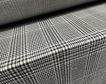 Double jersey knitwear fabric, per metre - check design - black & white