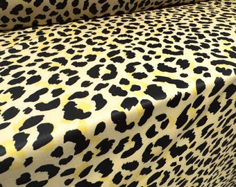 Matte Bademode Stretch Spandex Jersey Stoff, Meterware - Leopardenmuster - Creme Gelb & Schwarz