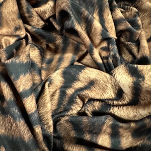 Scuba neoprene style double jersey stretch fabric, per metre - tiger jungle animal print