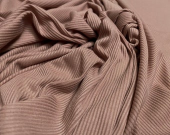 Soft touch rib jersey knit fabric, per metre - old rose