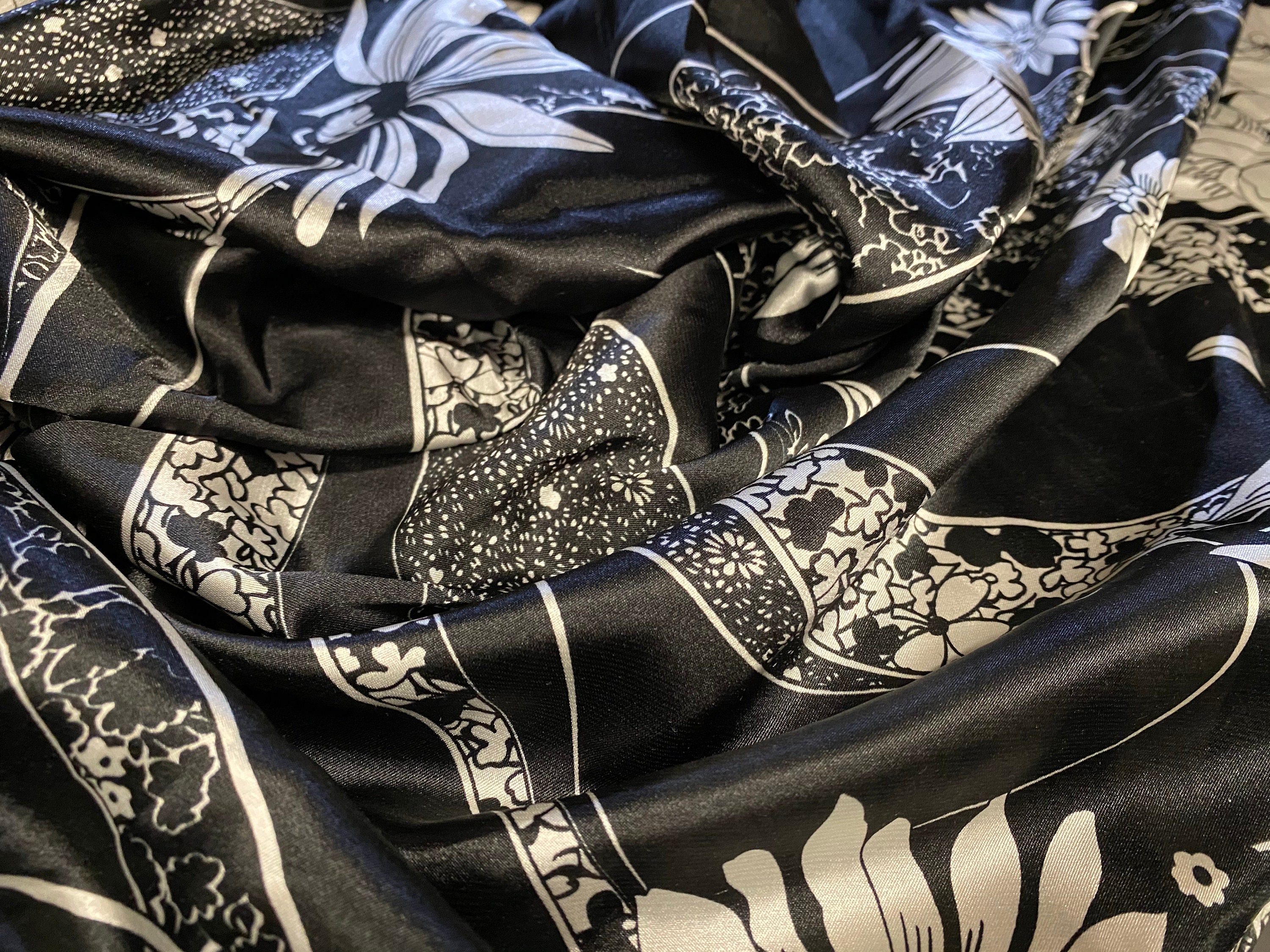 Silky Stretch Satin Dress Fabric per Metre Floral Print - Etsy UK