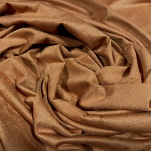 Faux suède stretch spandex jersey stof, per meter - effen - peperkoek