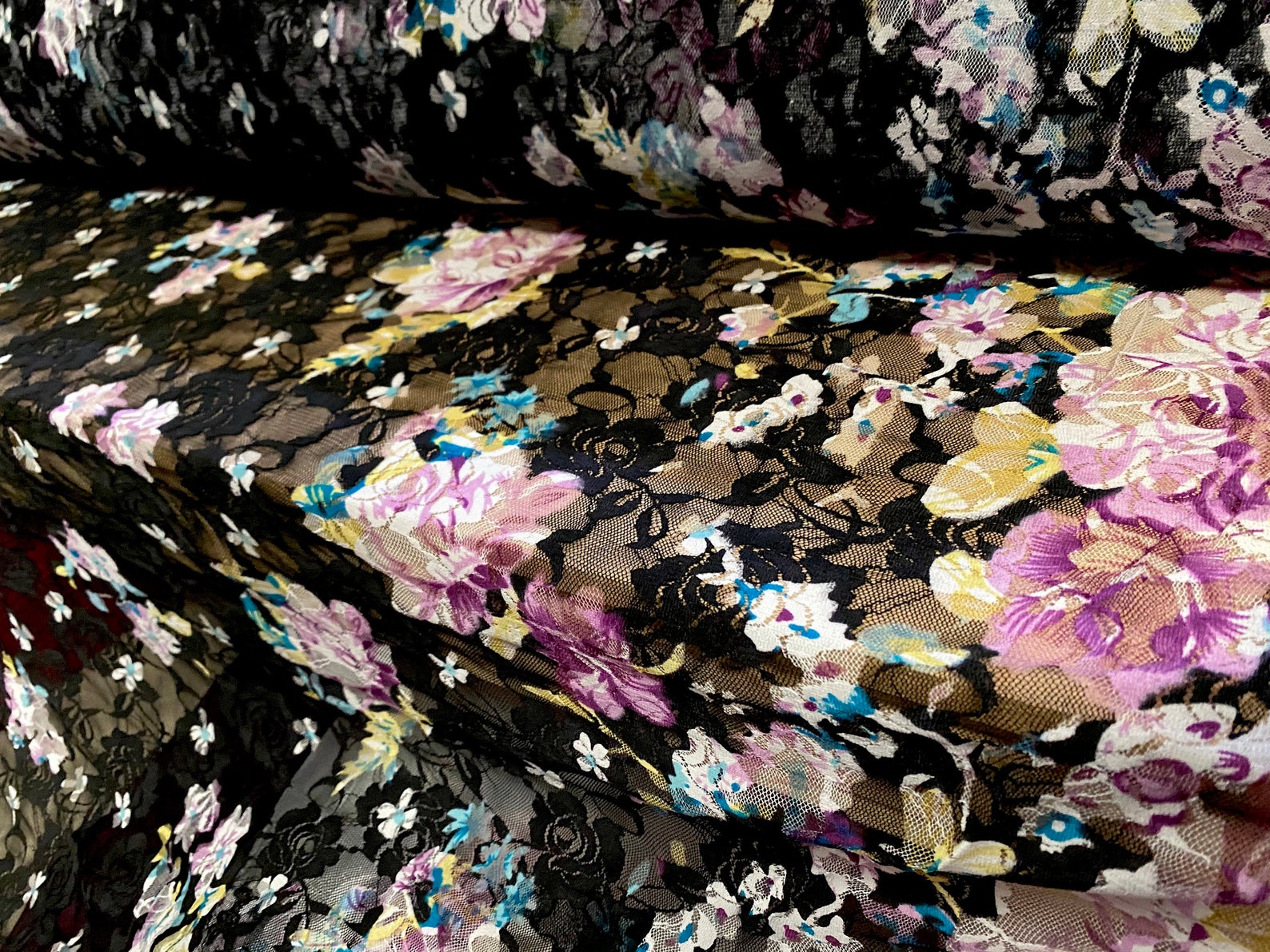 Printed Stretch Lace Dress Fabric per Metre Double Border Etsy UK