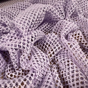 Fishnet stretch mesh jersey fabric, per metre - lilac