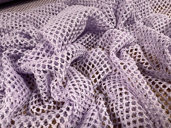 Tessuto jersey a rete elasticizzata a rete, al metro lilla -  Italia