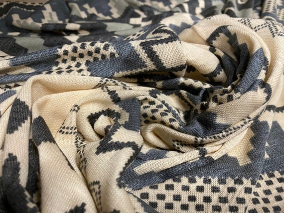 Aztec Inca Print Stretch Jersey Fabric per Metre Grey Cream Etsy UK