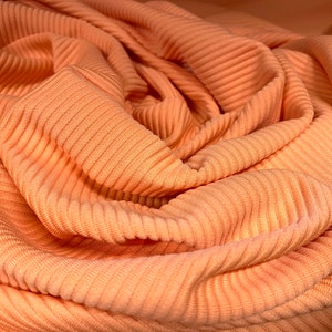 Ottoman rib spandex fabric , per metre - bright peach
