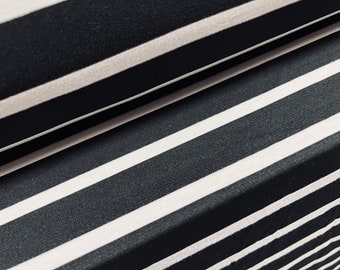 Stretch Single jersey dress fabric, per metre - block stripe  - black & white