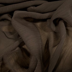 Chiffon yoryu woven lightweight dress fabric, per metre - plain - brown