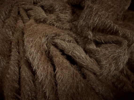 Faux mohair stretch knitwear fabric, per metre - brown