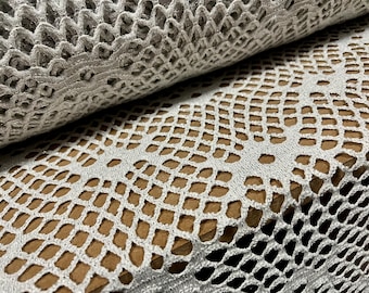 Metallic  crochet knitwear jersey fabric, per metre - silver lurex