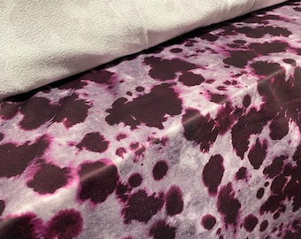 Tejido de sudadera loopback, por metro - Estampado de tie dye gris y morado
