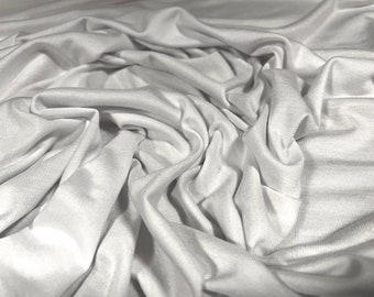 Viscose spandex stretch single jersey fabric, per metre - plain - white