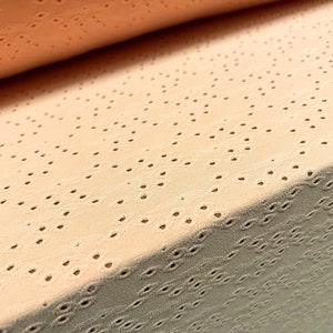 Broderie Anglaise stretch spandex single jersey fabric, per metre - peach