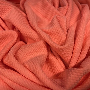 Waffle jacquard Stretch spandex double jersey fabric, per metre - coral