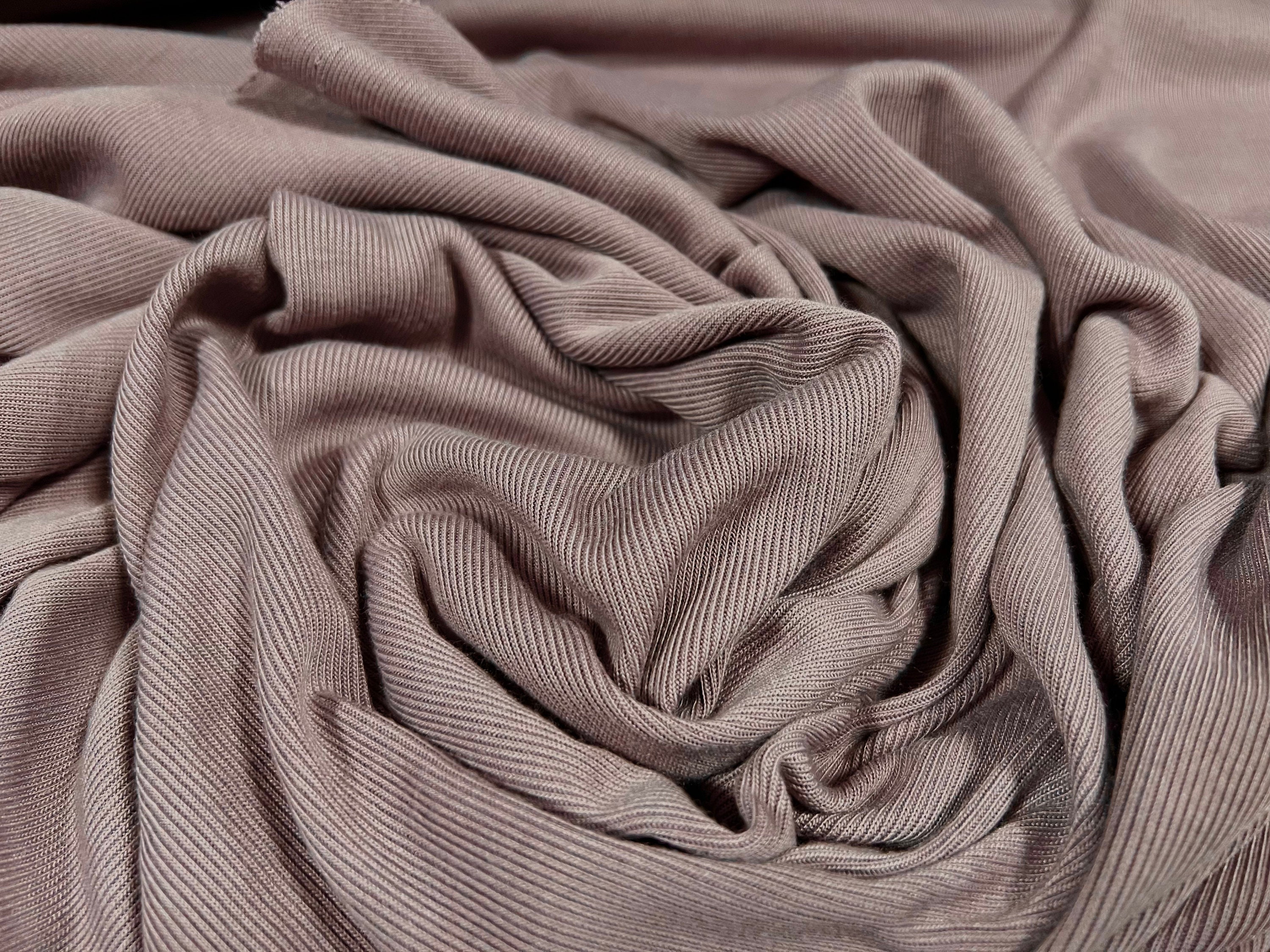 Fine Rib Jersey Knit Fabric, per Metre Plain Dusky Lilac -  UK