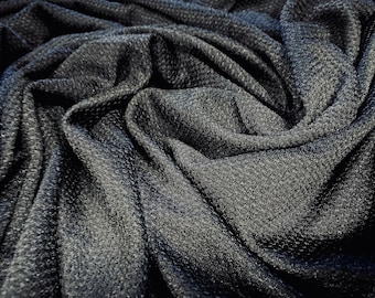 Pique jacquard  jersey fabric, per metre - black