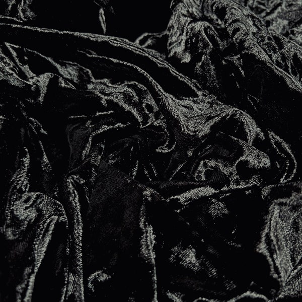 Marbled spandex velvet stretch fabric, per metre - plain - black