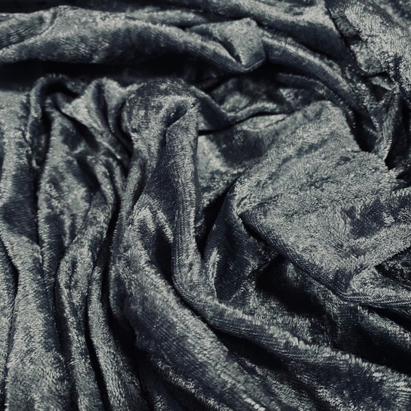 Panné velour velvet crushed dress fabric, per metre - plain - duck egg grey