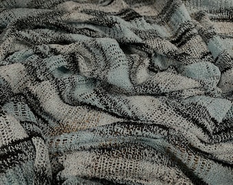 Melange knitwear crepe jersey fabric, per metre - Aqua