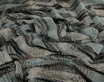 Melange knitwear crepe jersey fabric, per metre - Aqua