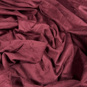 Faux suede stretch spandex jersey fabric, per metre - plain - wine