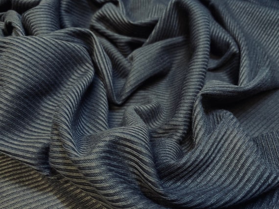 Per Metre Navy Blue Lycra Rib Jersey Knit Fabric 