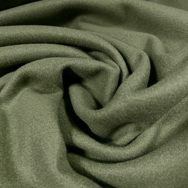 Tissu de flanelle lourd en laine végétalienne, par mètre - uni - vert sauge foncé