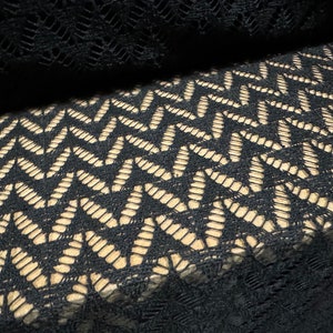 Crochet knit lace dress fabric, per metre - zigzag pattern - black
