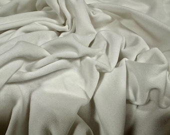 French Terry single sided towelling fleece fabric, per metre - plain - white