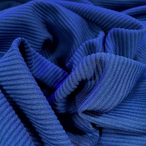 Ottoman rib Stretch jersey fabric , per metre - Cobalt blue