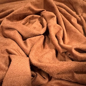 Tissu en jersey spandex extensible en faux daim, par mètre - uni - terre cuite