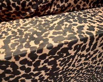 Power mesh net stretch spandex fabric, per metre - animal print - light brown