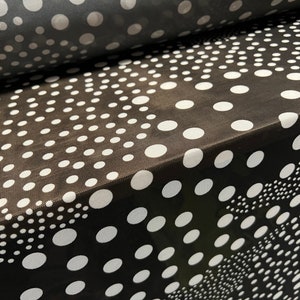 Power mesh net stretch spandex fabric, per metre - swirl spots print - black & white