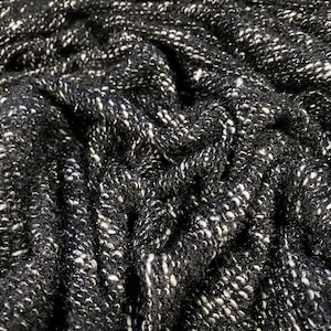 Chenille melange Baumwollmischung Glitzer Strickstoff Meterware - schwarz & grau