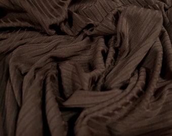 Stretch spandex rib jersey knit fabric, per metre - plain - dark brown