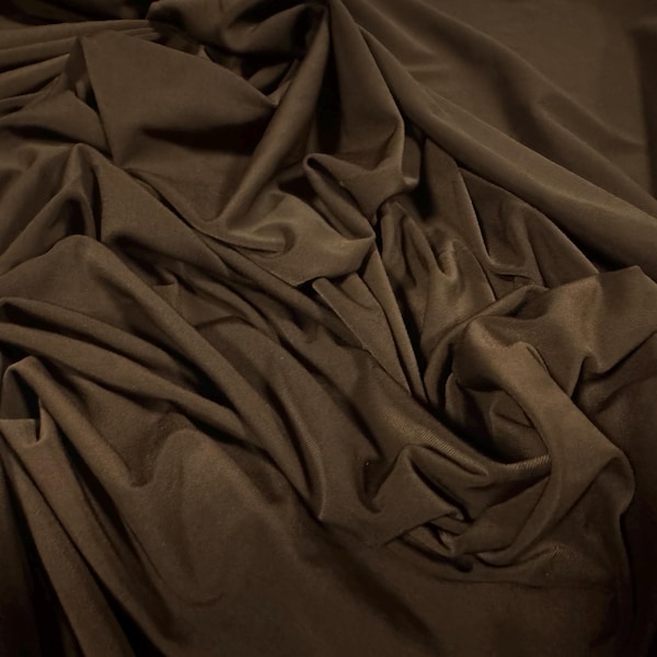 Soft touch spandex stretch single jersey dress fabric, per metre - plain - brown