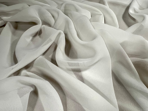 Chiffon woven lightweight dress fabric, per metre - plain - ivory