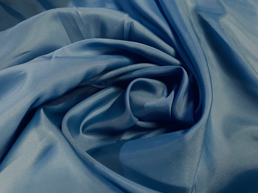 100% Polyester Woven Printed Satin Lining Fabric - Leaf Blue