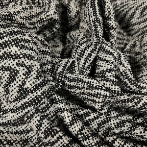Double jersey chenille knit stretch spandex dress fabric, per metre - swirl jacquard - grey