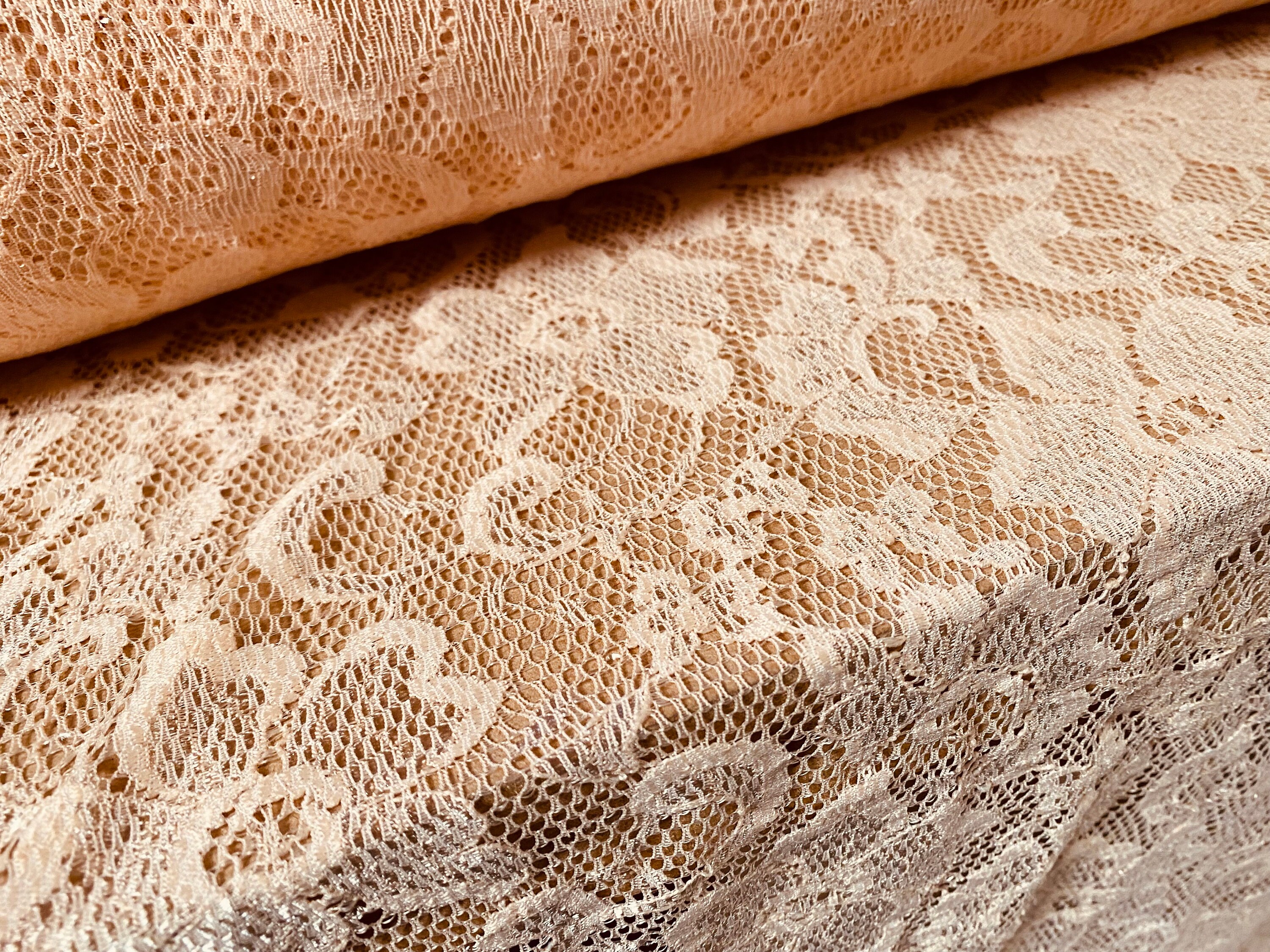 Buy Apricot Lace Fabric Online In India -  India