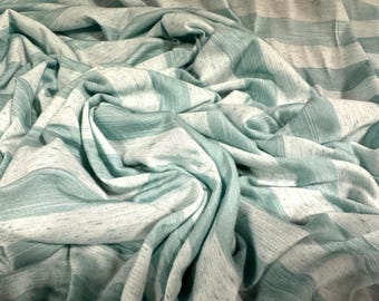 Viskos slub single jersey modetyg, per meter - randig - aqua