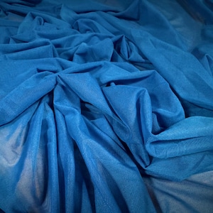 Power mesh net stretch spandex fabric, per metre - Plain - Azure Blue