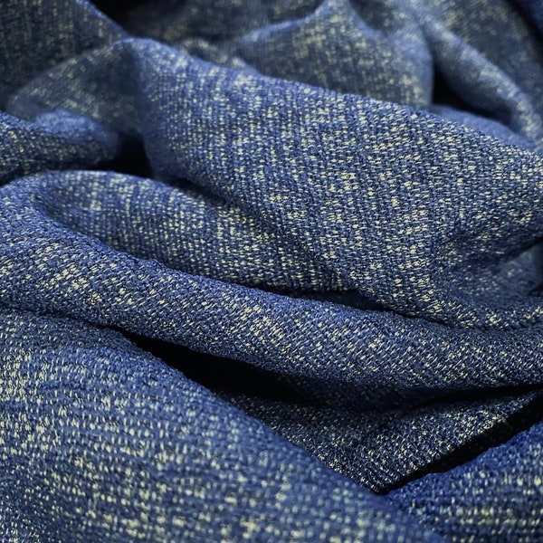Heavyweight woven textured fabric, per metre - two tone blue