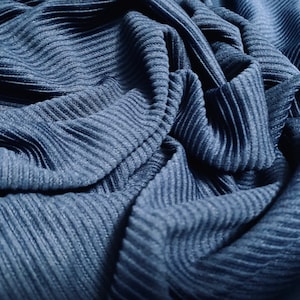 Ottoman rib jersey fabric , per metre - navy blue