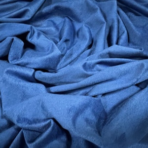 Faux suede stretch spandex jersey fabric, per metre - plain - royal blue