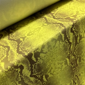 Scuba crepe fabric stretch spandex jersey, per metre - Snakeskin print - lime