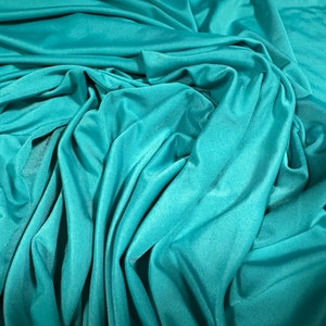 Soft touch spandex stretch jersey dress fabric, per metre - plain - turquoise blue